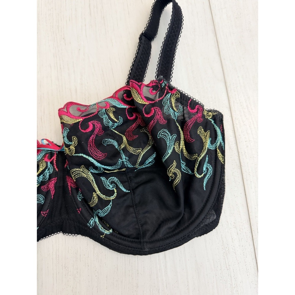 Panache Rosa Superbra Unlined Bra Sz 32G Black Colorful - Picture 2 of 4